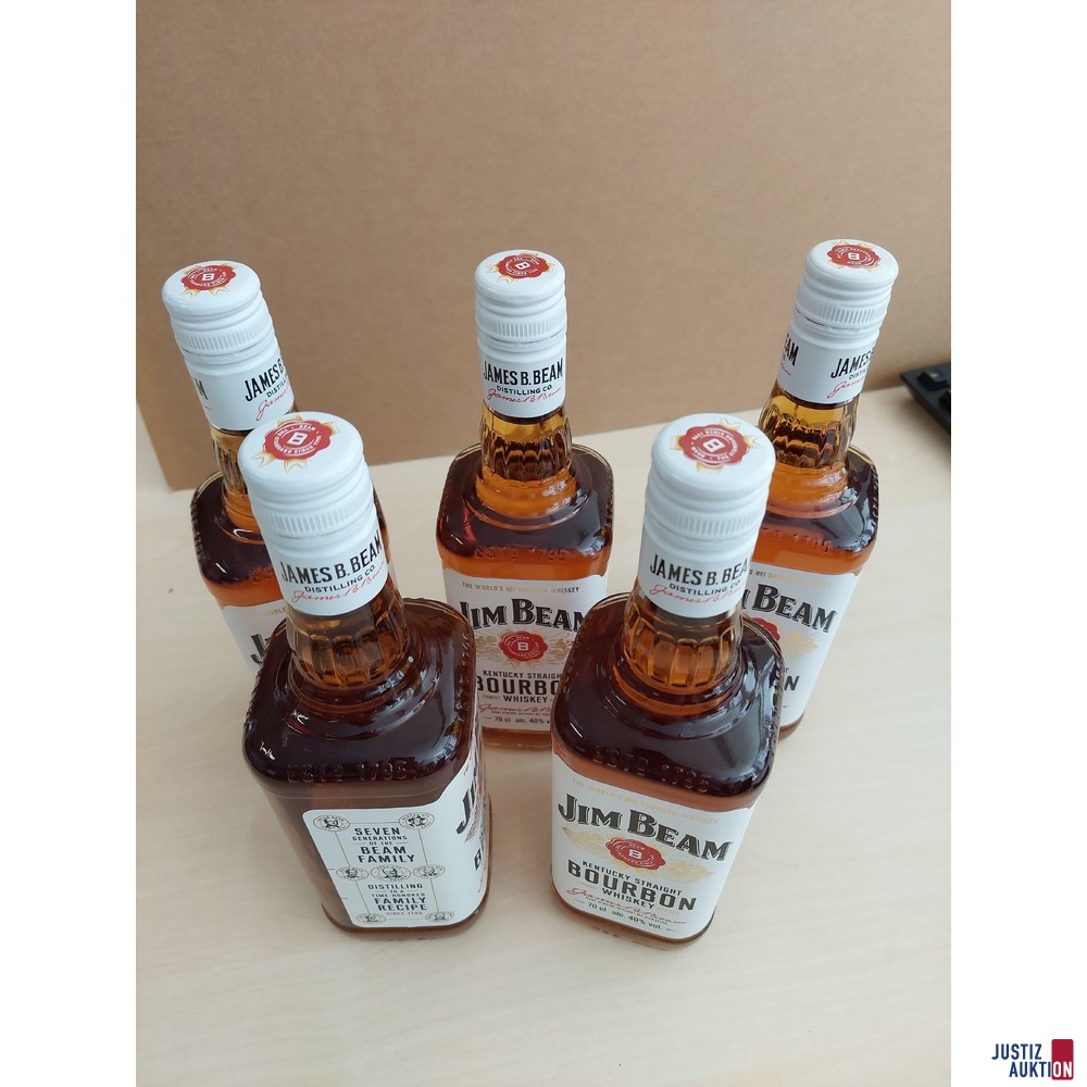 5 Flaschen Jim Beam Kentucky Straight Bourbon Whiskey 40 &percnt; 0&comma;7l