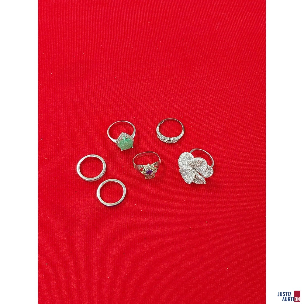 6 Damenringe 925 Silber punziert - diverse Damengrößen