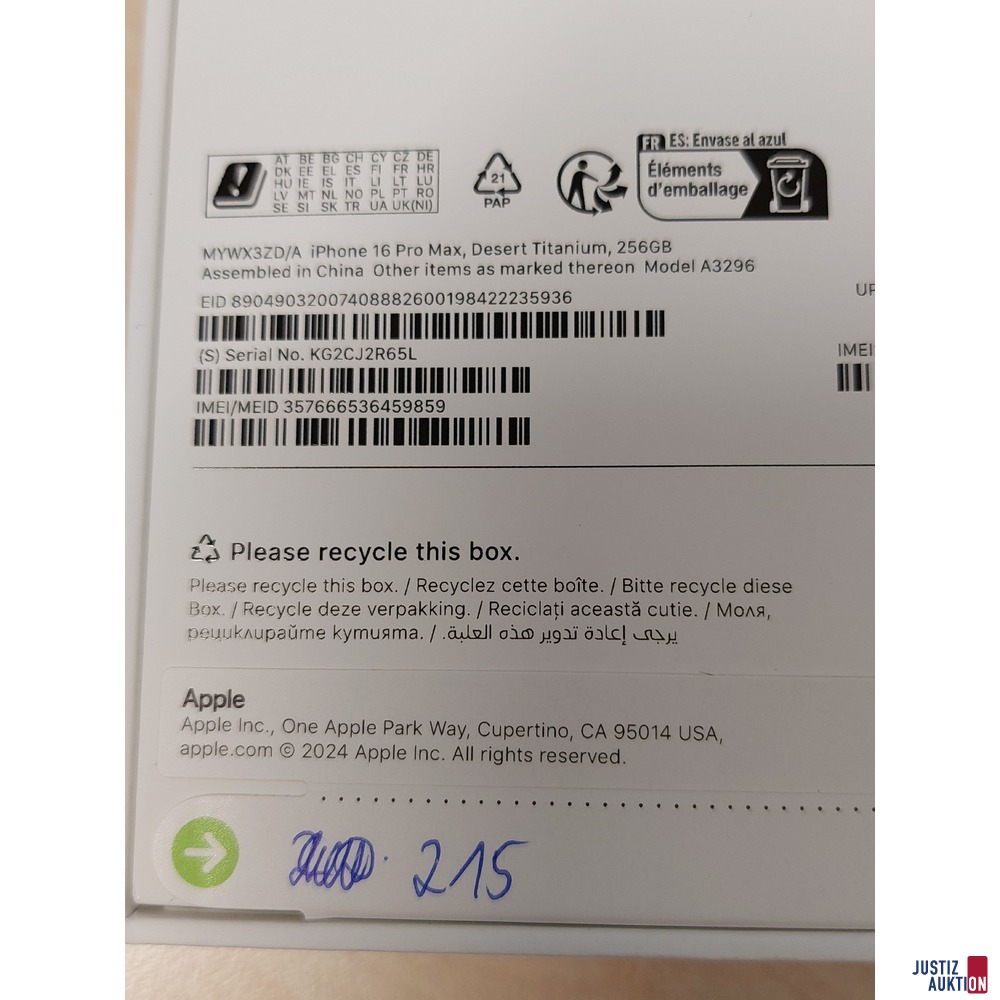 Handy der Marke Apple iPhone 16 Pro Max Desert Titanium&comma; 256GB