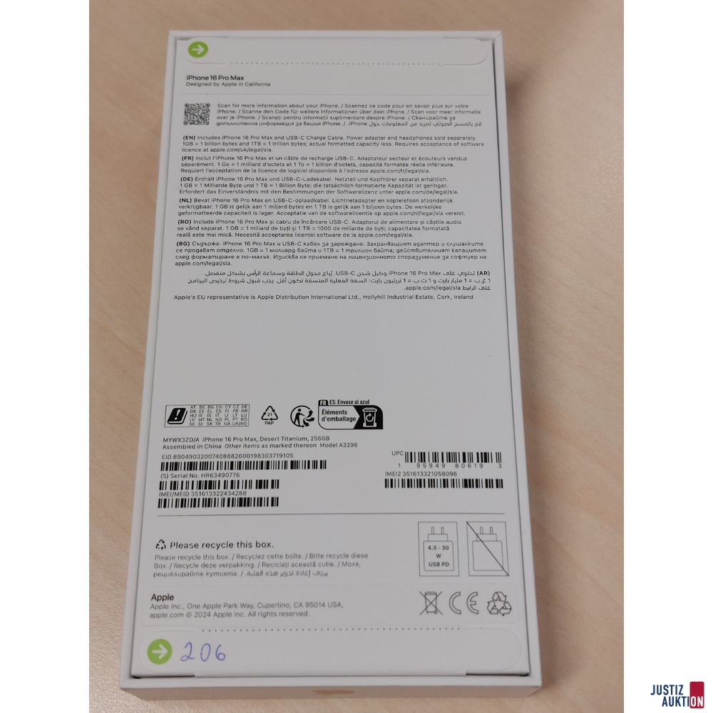 Handy der Marke Apple iPhone 16 Pro Max Desert Titanium&comma; 256GB