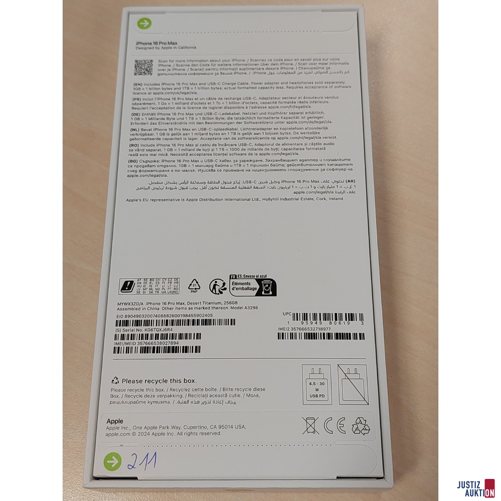 Handy der Marke Apple iPhone 16 Pro Max Desert Titanium&comma; 256GB