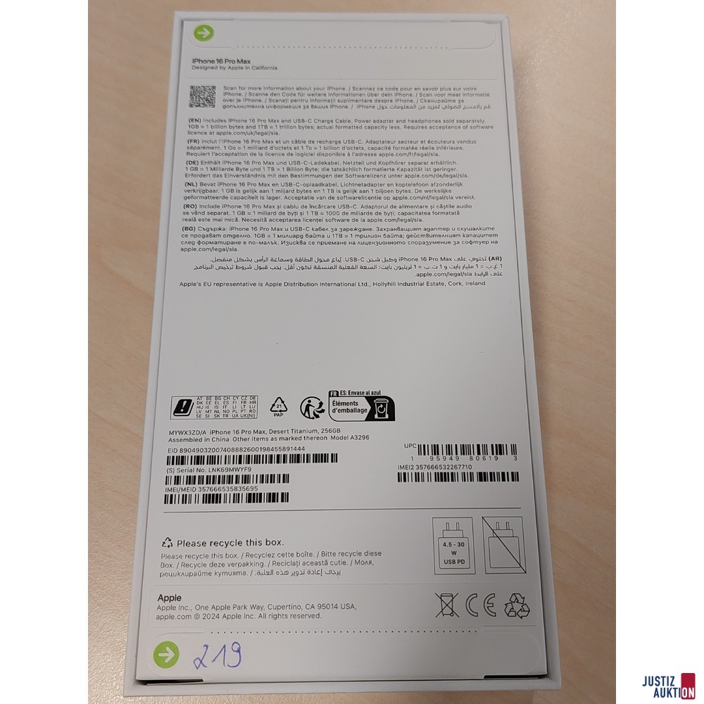 Handy der Marke Apple iPhone 16 Pro Max Desert Titanium&comma; 256GB