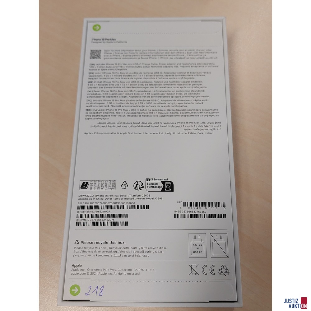 Handy der Marke Apple iPhone 16 Pro Max Desert Titanium&comma; 256GB