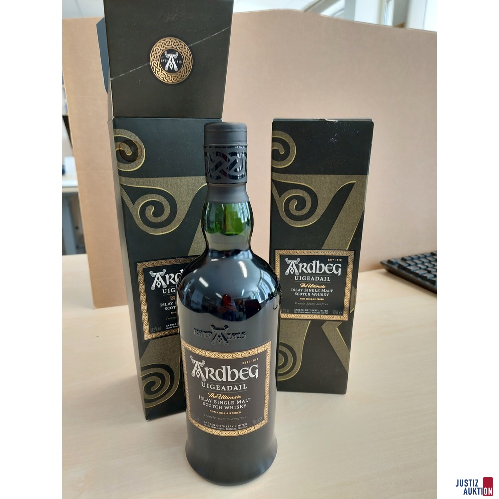 2 Flaschen Ardbeg Uigeadail  Islay Single Malt Scotch Whiskey 54&comma;2&percnt; &agrave; 0&comma;7l in Originalverpackung