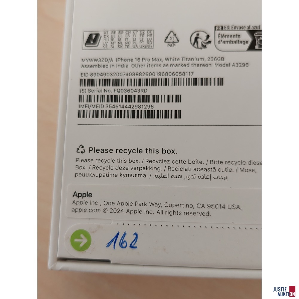 Handy der Marke Apple iPhone 16 Pro Max White Titanium&comma; 256GB