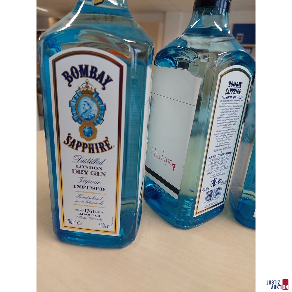 4 Flaschen Bombay Saphire Dry Gin 40% 700 ml