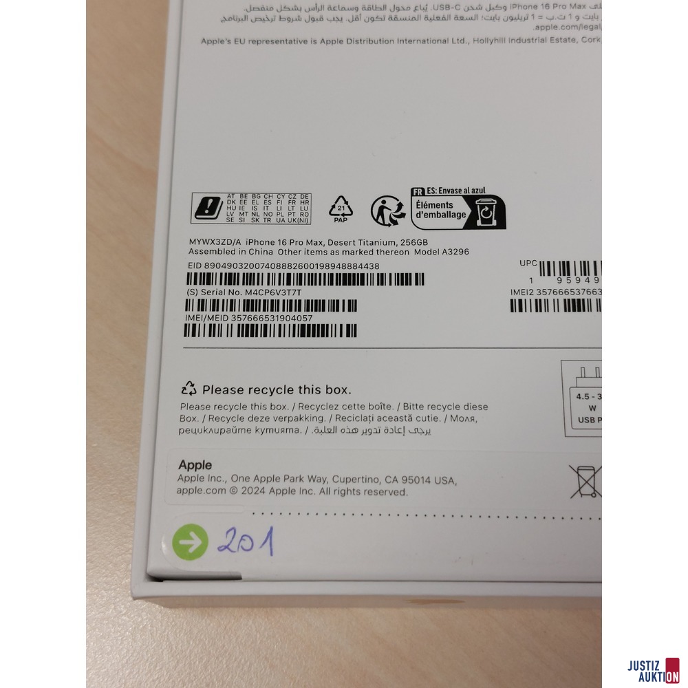 Handy der Marke Apple iPhone 16 Pro Max Desert Titanium&comma; 256GB