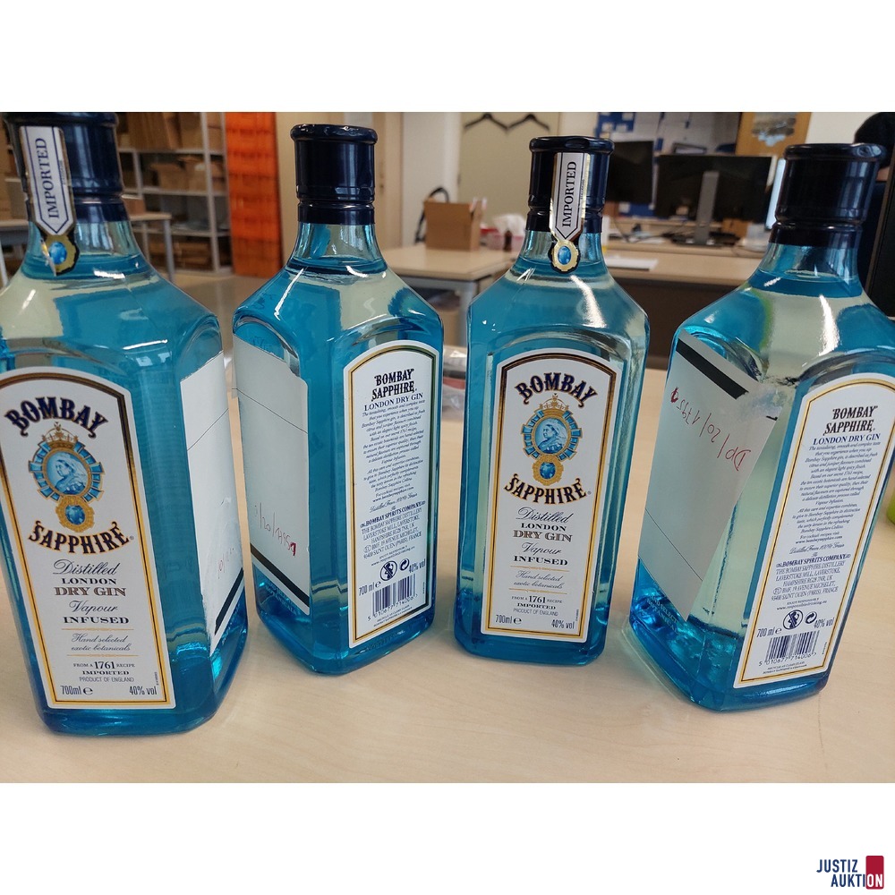 4 Flaschen Bombay Saphire Dry Gin 40% 700 ml