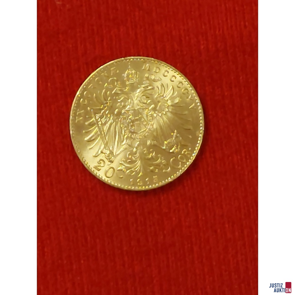Goldmünze 20 Corona Nachprägung 1915