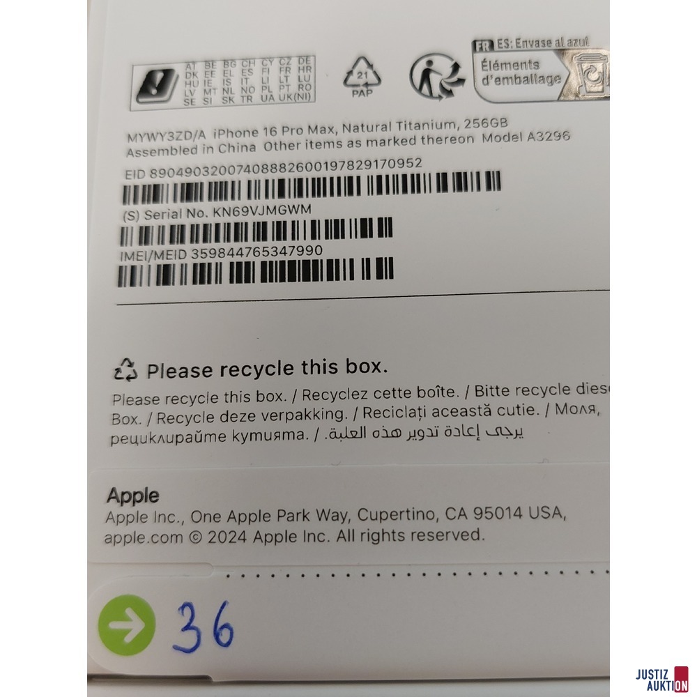 Handy der Marke Apple iPhone 16 Pro Max Natural Titanium&comma; 256GB