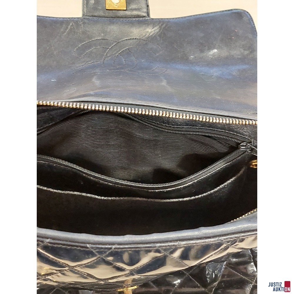 Vintage Chanel Lederrucksack&nbsp;Lackleder schwarz