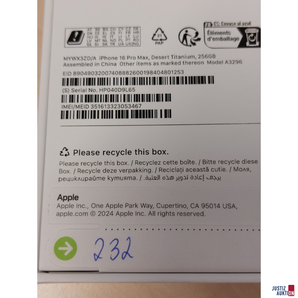 Handy der Marke Apple iPhone 16 Pro Max Desert Titanium&comma; 256GB