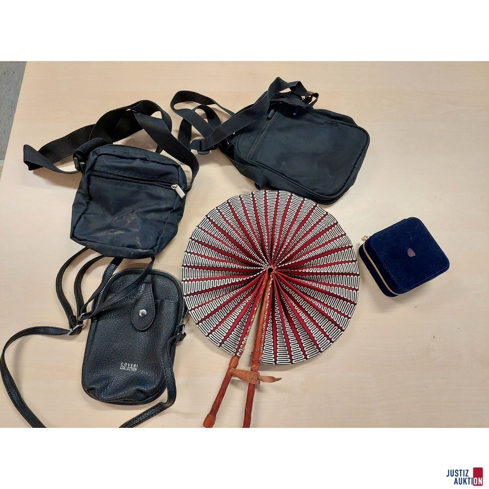 3 Umh&auml;ngetaschen - 1 F&auml;cher - 1 Schmuckschatulle - neuwertig