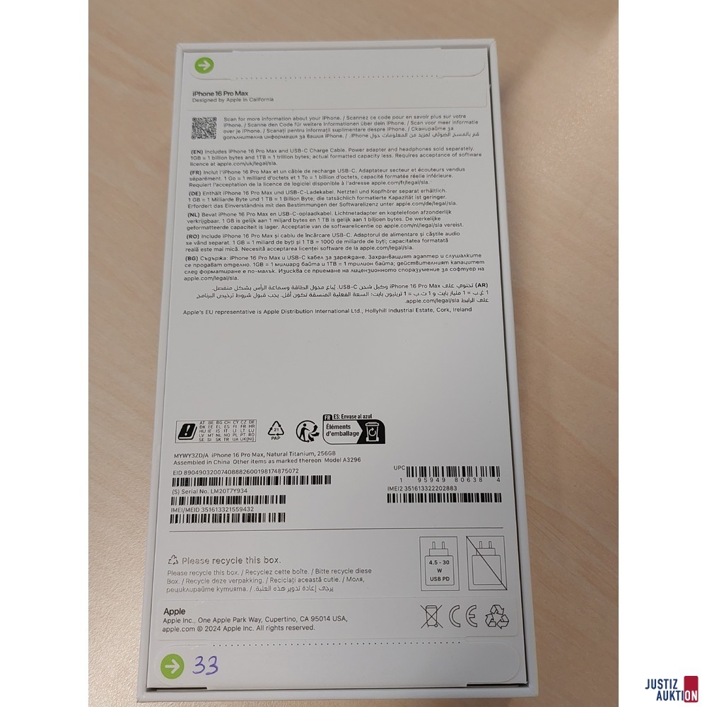 Handy der Marke Apple iPhone 16 Pro Max Natural Titanium&comma; 256GB