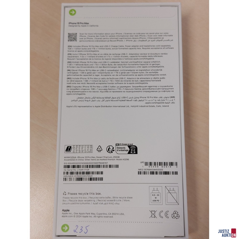 Handy der Marke Apple iPhone 16 Pro Max Desert Titanium&comma; 256GB