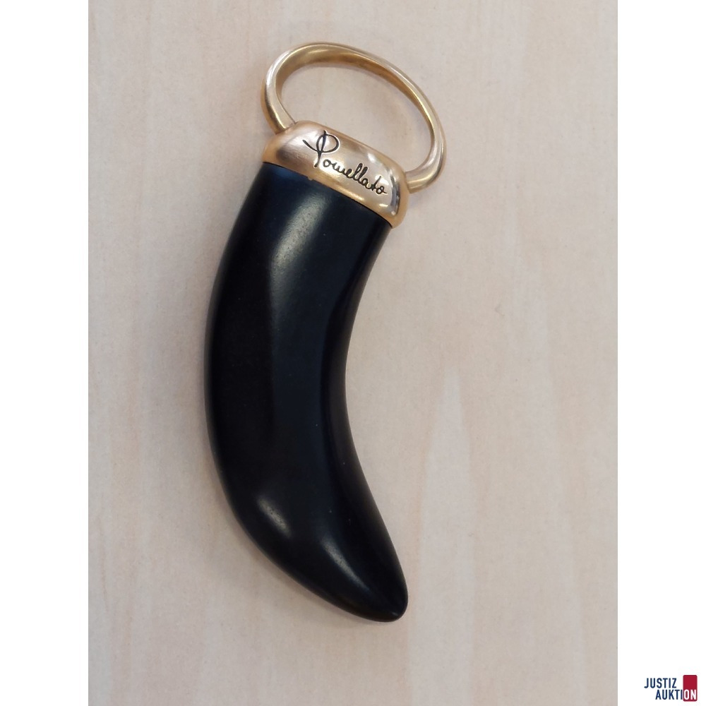 Gl&uuml;ckshorn-Anh&auml;nger Rosegold 750 &permil; mit Gagat &lpar;fossiles Holz&rpar; Marke &comma;&comma;Pomellato &ndash; Victoria&OpenCurlyDoubleQuote; 20&comma;3 g