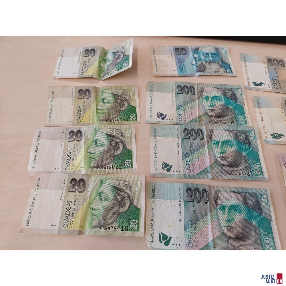 Konvolut Slowakei Banknoten im Gegenwert von 2.730,-- Kronen