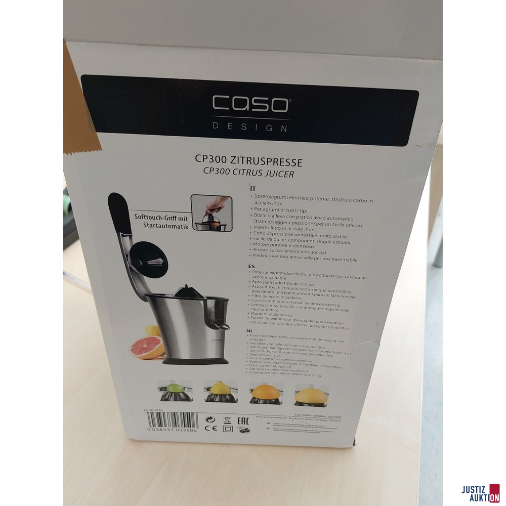 Zitruspresse der Marke Caso CP 300 in Originalverpackung &lpar;diese bei der &Ouml;ffnung leicht besch&auml;digt&rpar;&ndash; NEU