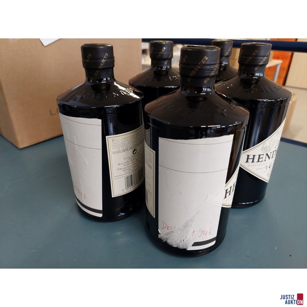 5 Flaschen Hendrick´s Gin 44% je 700 ml
