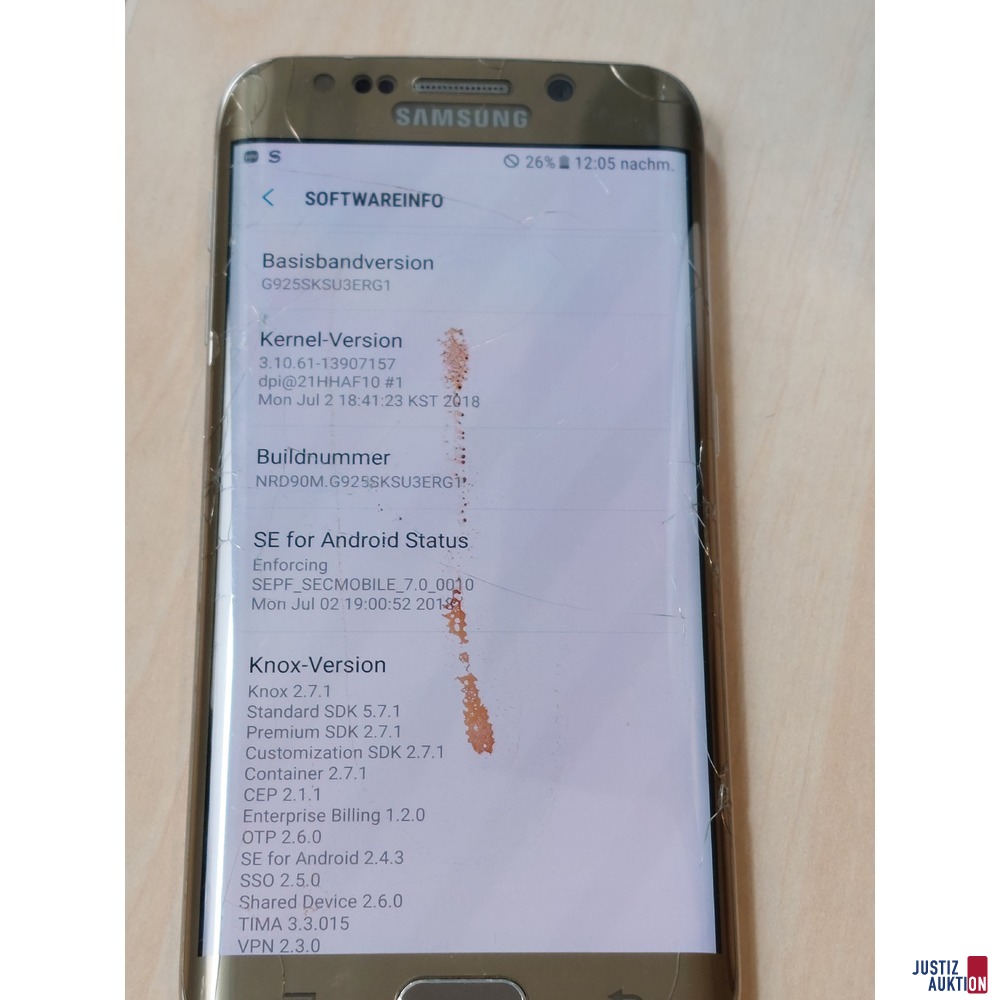 Handy der Marke Samsung Galaxy S6 edge gebraucht/Gebrauchsspuren vorhanden