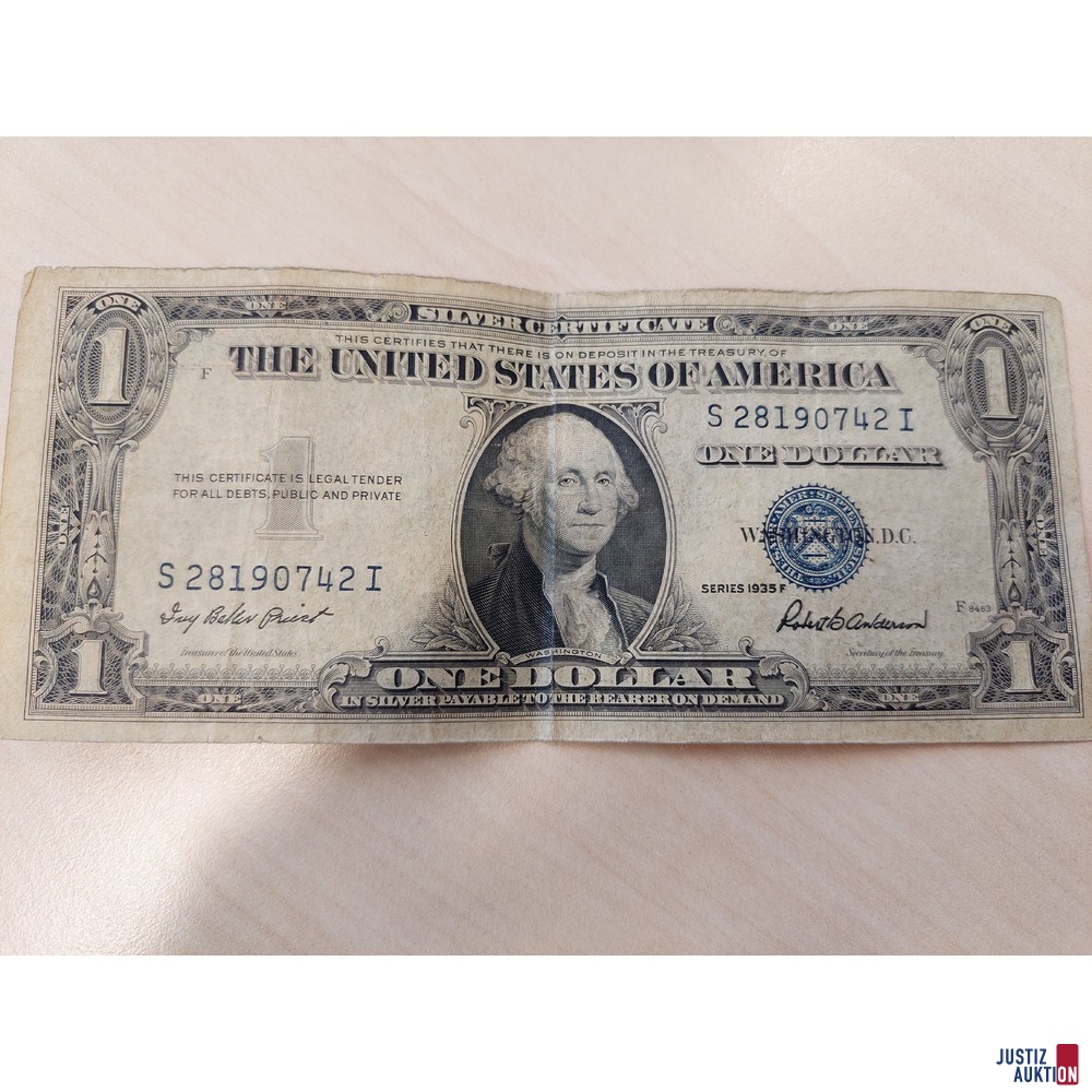 USA 1 Dollar Banknote Silver Certificate