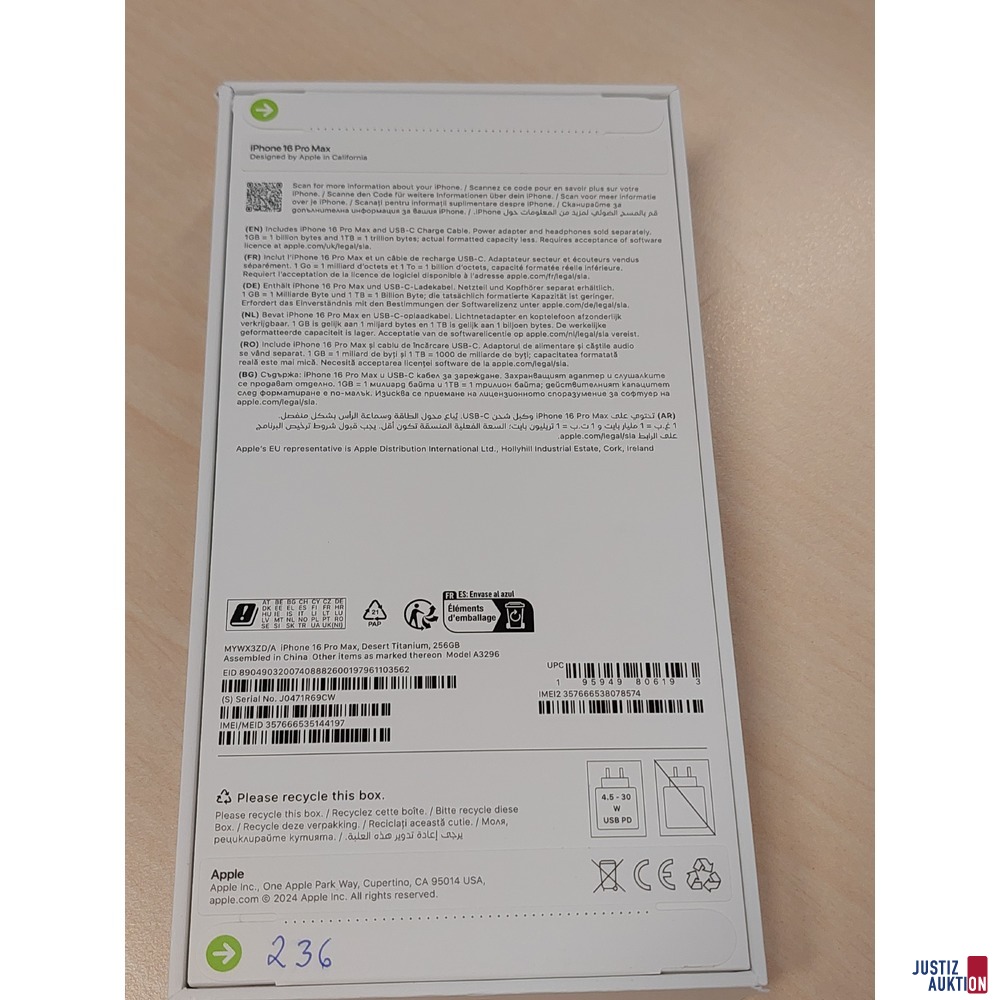 Handy der Marke Apple iPhone 16 Pro Max Desert Titanium&comma; 256GB