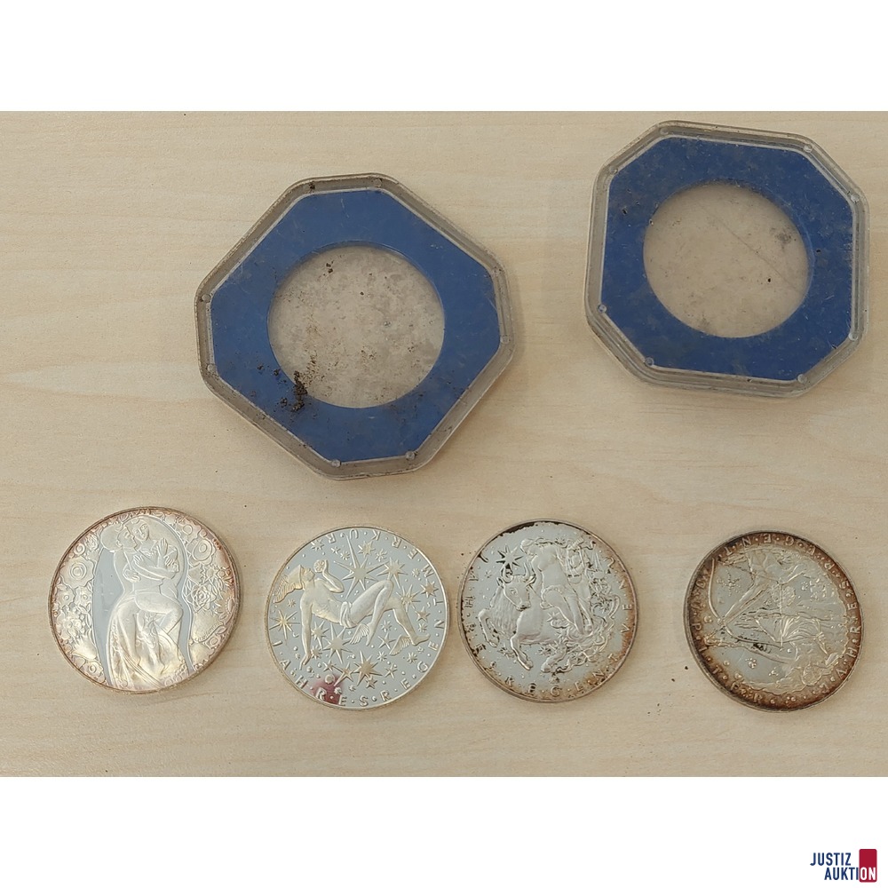 4x Kalendermedaillen in Silber