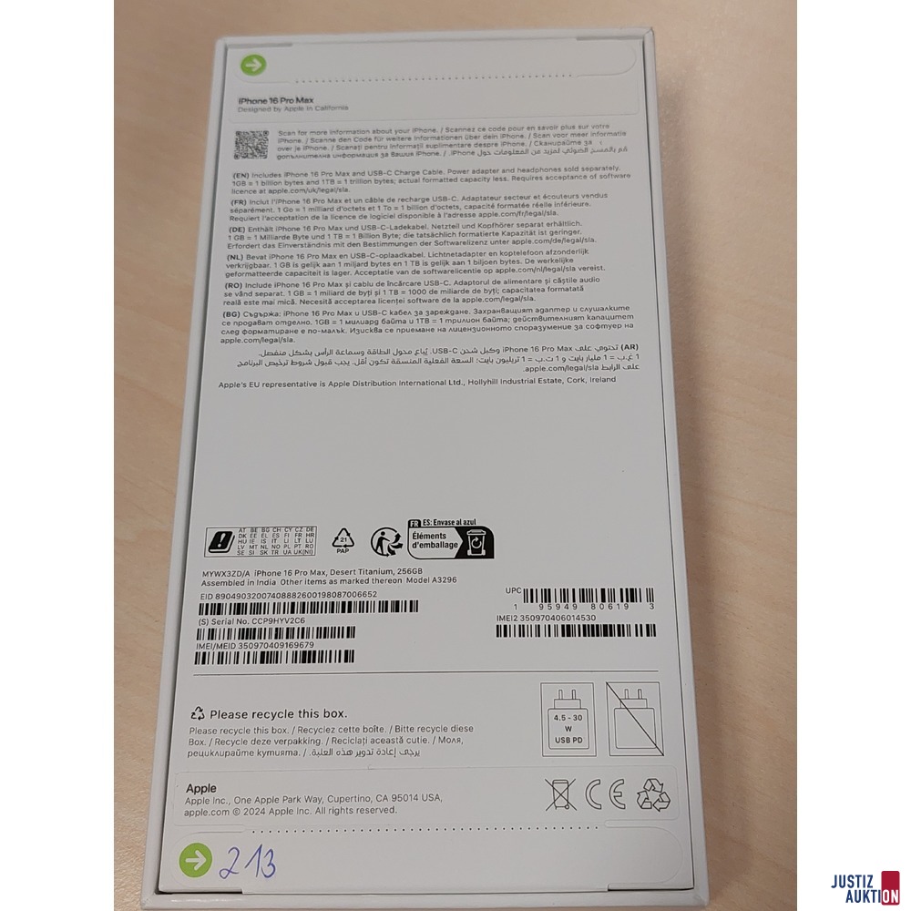 Handy der Marke Apple iPhone 16 Pro Max Desert Titanium&comma; 256GB