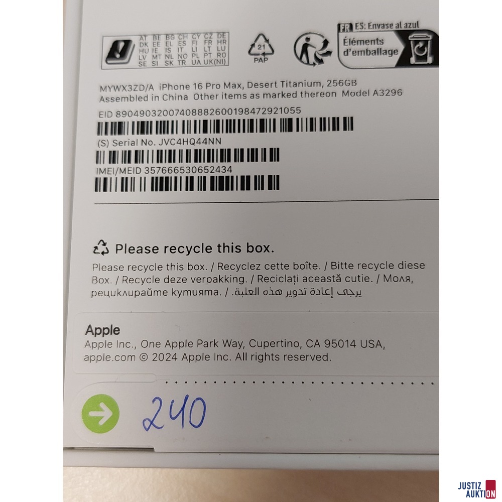 Handy der Marke Apple iPhone 16 Pro Max Desert Titanium&comma; 256GB