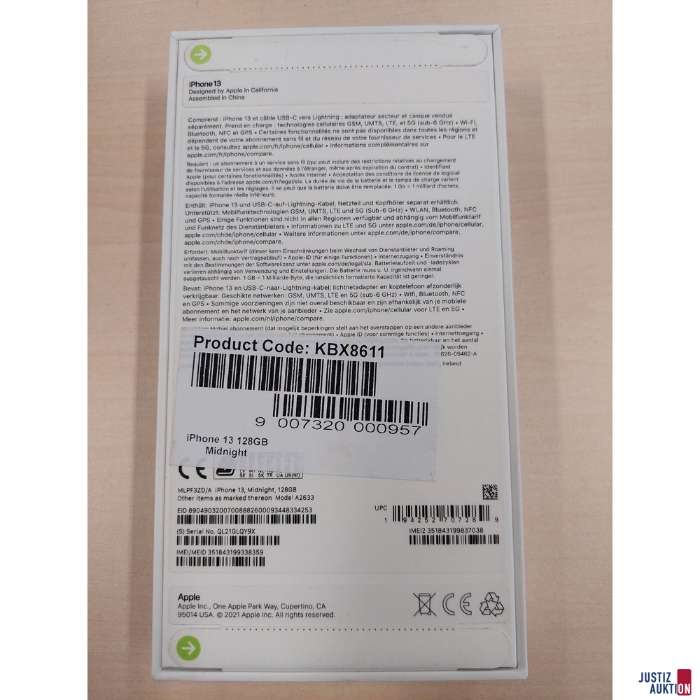Handy der Marke iPhone 13 Midnight Model A2633