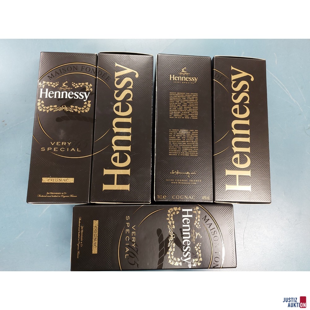 5 mal Cognac Hennessy Very Special 700ml/40% in Originalverpackung