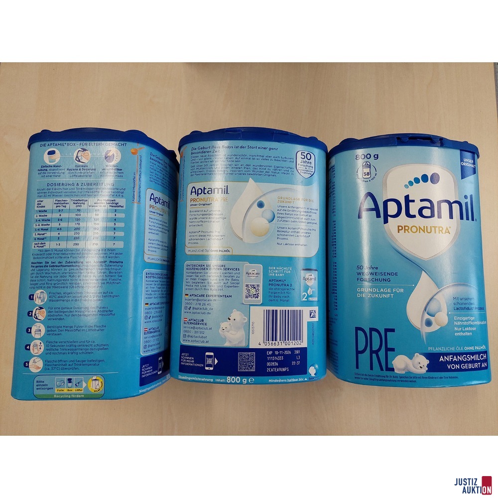 3 Dosen Aptamil Pronutra je 800 g Ablaufdatum&colon; 2x 10&period;11&period;2026&comma; 1x 9&period;7&period;2026