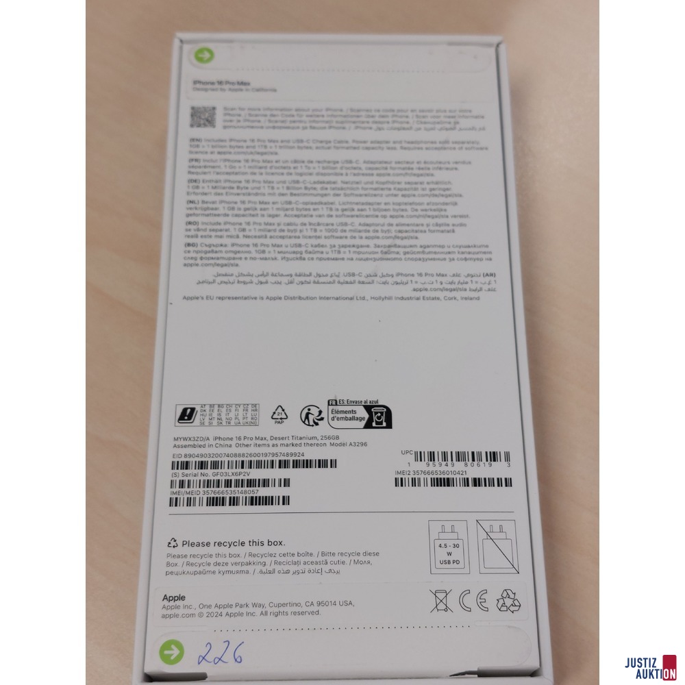 Handy der Marke Apple iPhone 16 Pro Max Desert Titanium&comma; 256GB