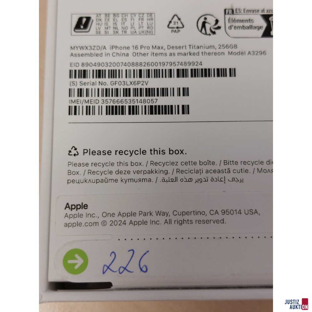 Handy der Marke Apple iPhone 16 Pro Max Desert Titanium&comma; 256GB