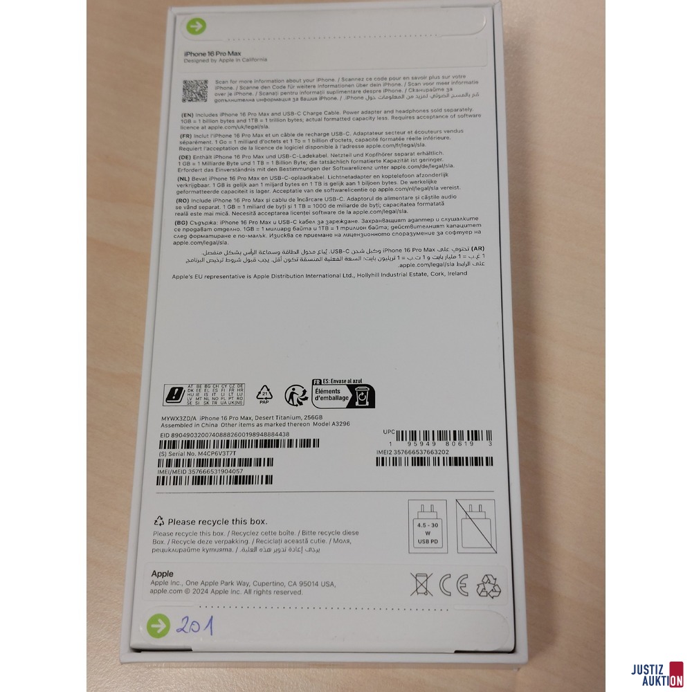 Handy der Marke Apple iPhone 16 Pro Max Desert Titanium&comma; 256GB