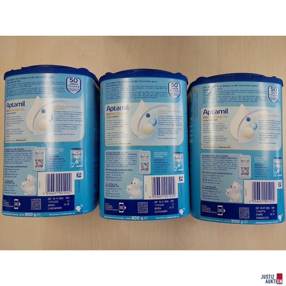 3 Dosen Aptamil Pronutra je 800 g Ablaufdatum&colon; 2x 10&period;11&period;2026&comma; 1x 9&period;7&period;2026