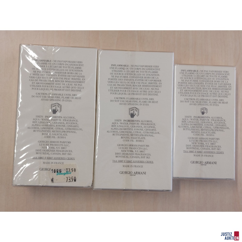 3 St&uuml;ck Eau de Toilette Pour Homme der Marke Giorgio Armani 1x 50 ml&comma; 2x 100 ml NEU &ndash; in Origialverpackung