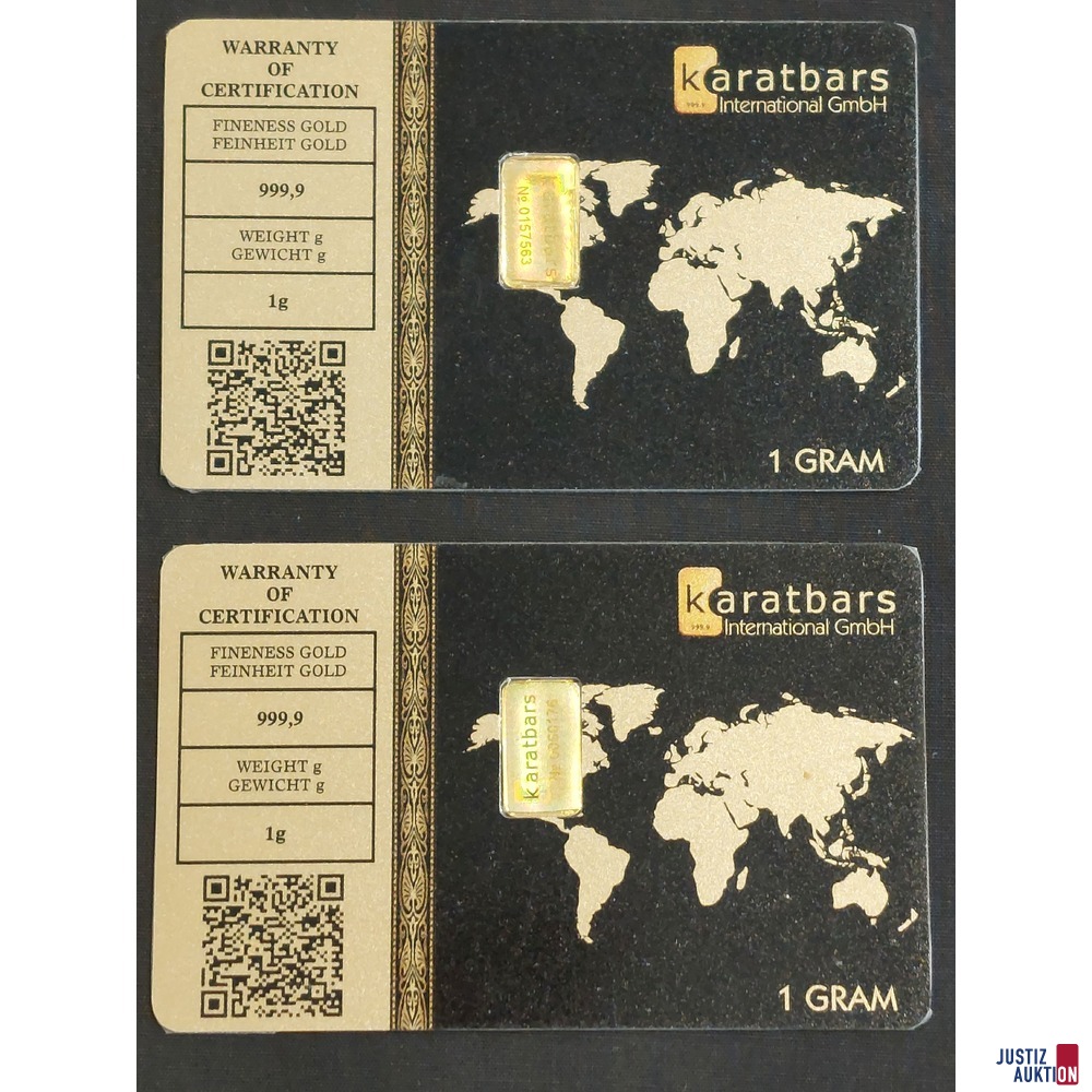 2 Goldbarren zu je 1 g - 999,9m - Nadir LBMA