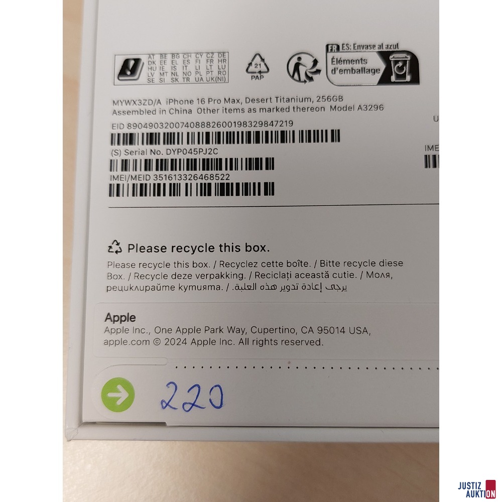 Handy der Marke Apple iPhone 16 Pro Max Desert Titanium&comma; 256GB