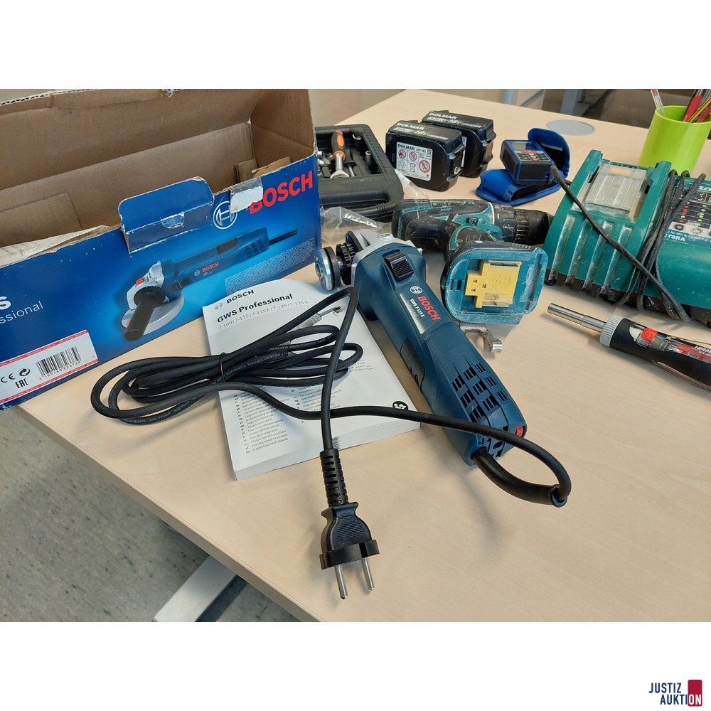 Winkelschleifer der Marke Bosch GWS7-115E u.a.