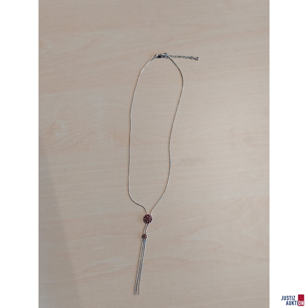 Silberfärbiges Y-Collier mit Schlangenkette