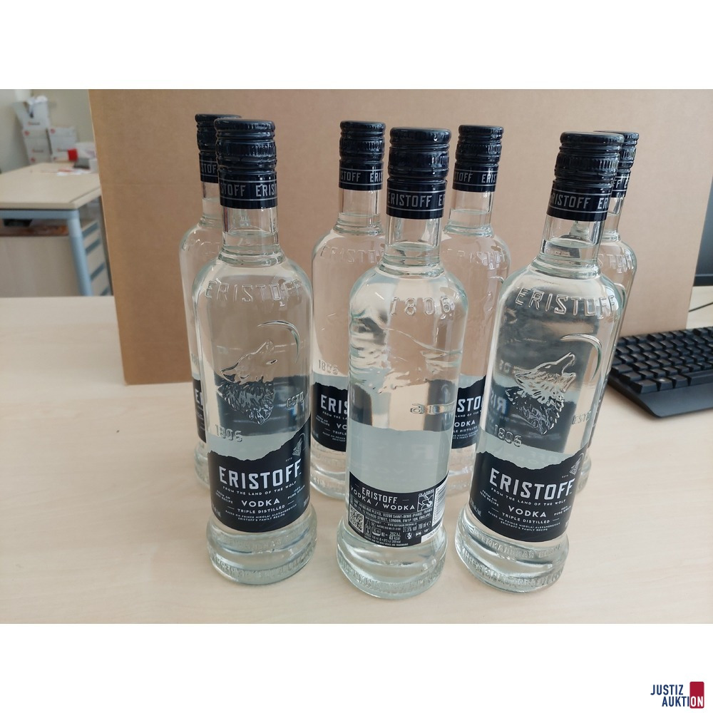 7 Flaschen Eristoff Vodka Triple Distilled 37&comma;5 &percnt;  0&comma;7 l