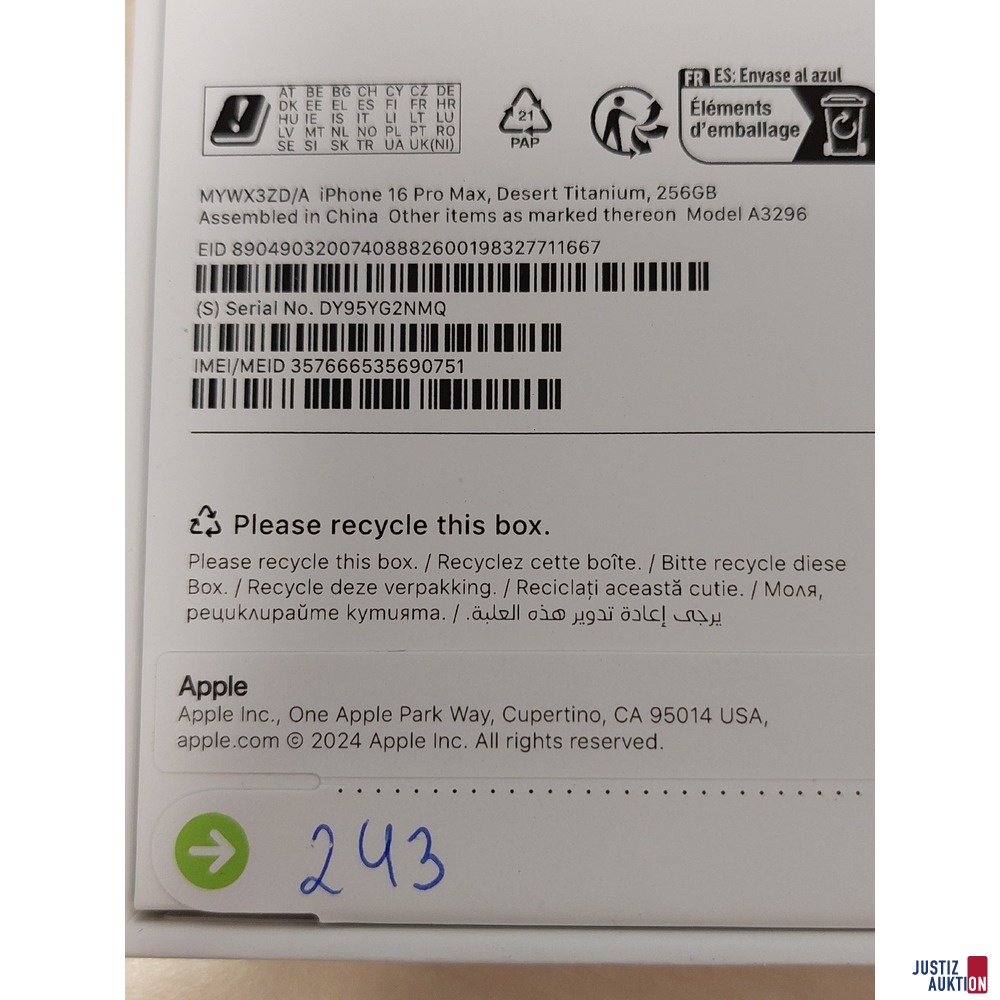 Handy der Marke Apple iPhone 16 Pro Max Desert Titanium&comma; 256GB