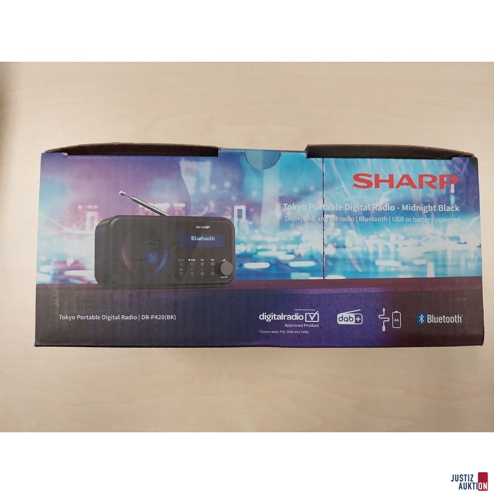 Tragbares Digitalradio der Marke SHARP Tokyo – Midnight Black