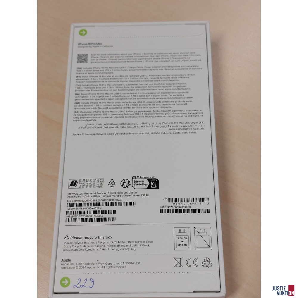 Handy der Marke Apple iPhone 16 Pro Max Desert Titanium&comma; 256GB