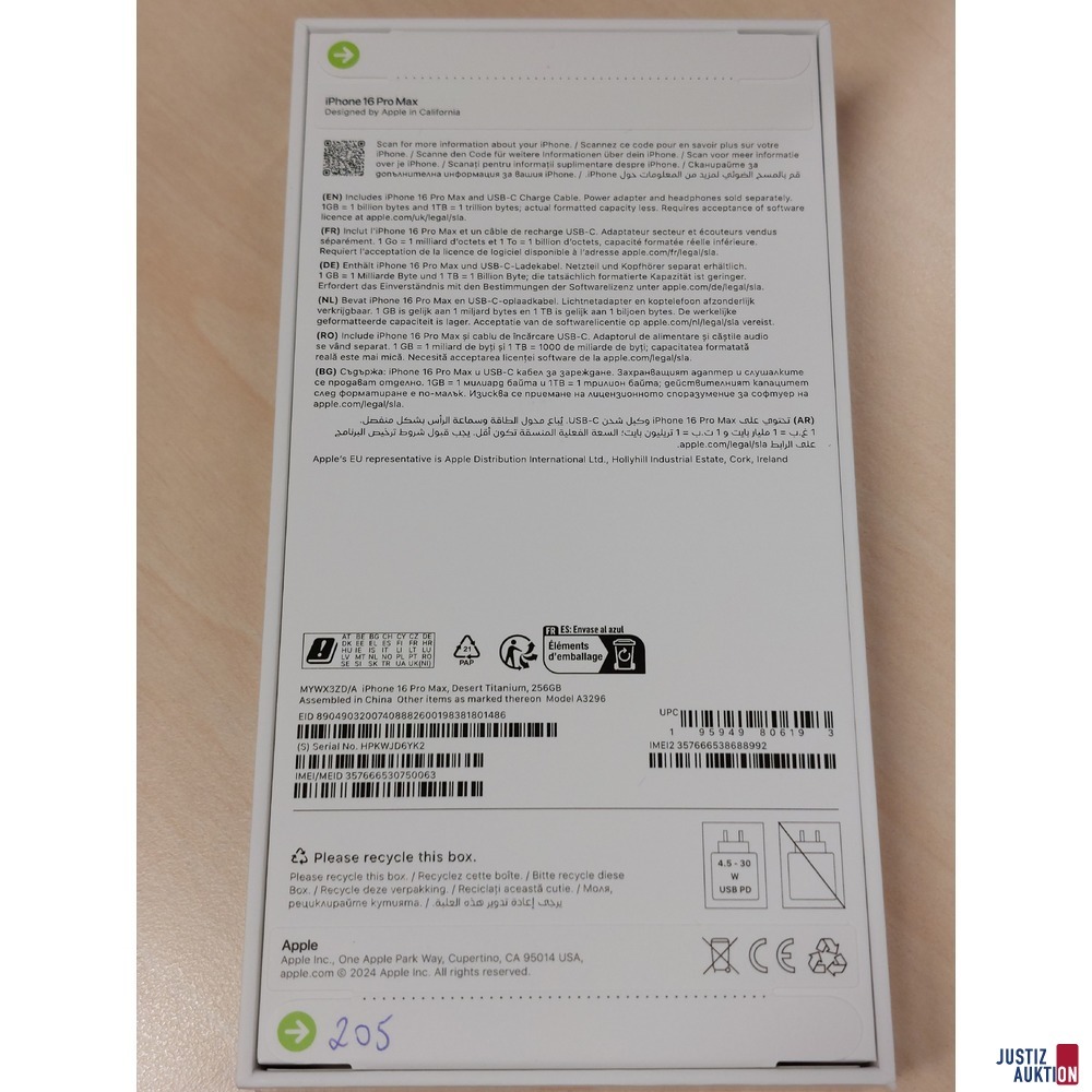 Handy der Marke Apple iPhone 16 Pro Max Desert Titanium&comma; 256GB