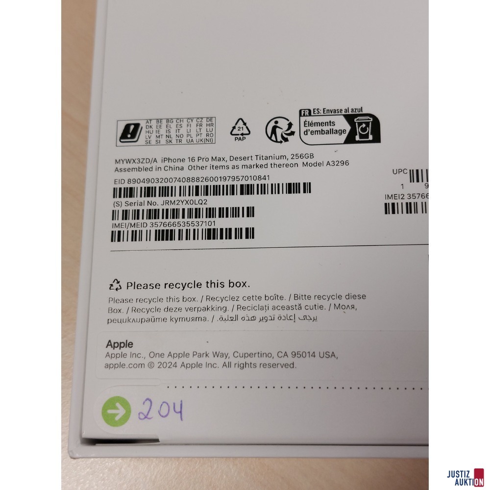 Handy der Marke Apple iPhone 16 Pro Max Desert Titanium&comma; 256GB