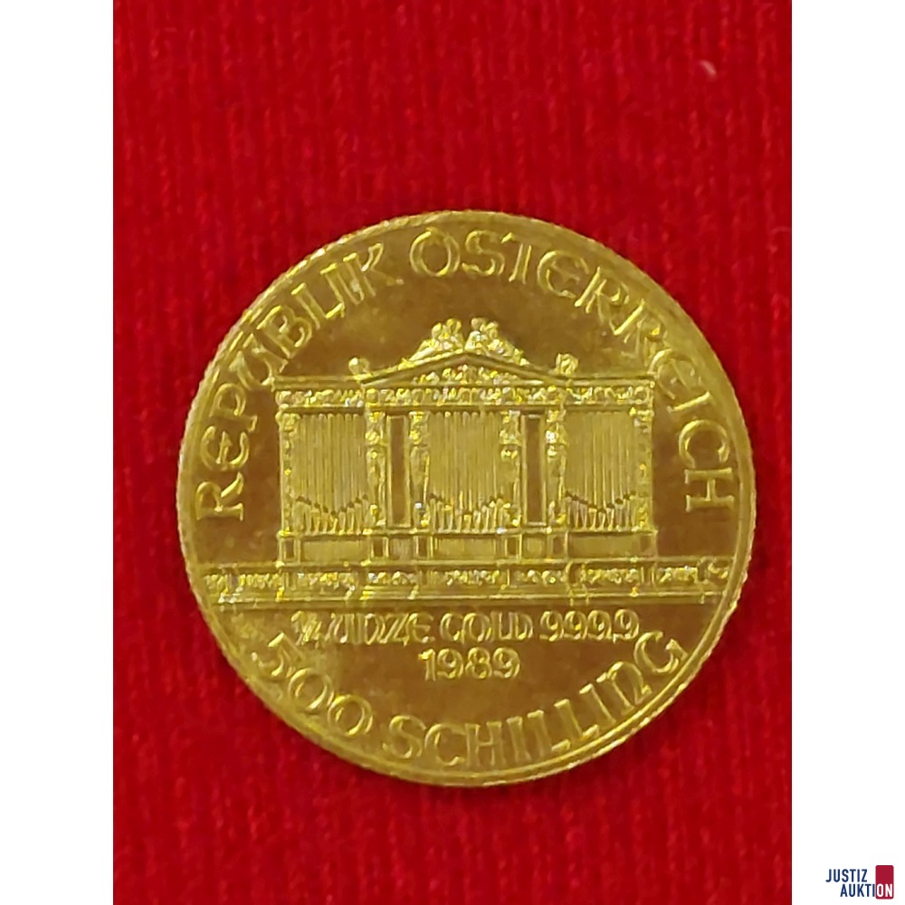Wiener Philharmoniker ¼ Unze 1989, 500 Schilling, 999,9 feingold, 7,77 g