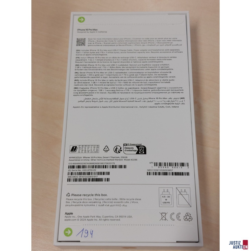Handy der Marke Apple iPhone 16 Pro Max Desert Titanium&comma; 256GB