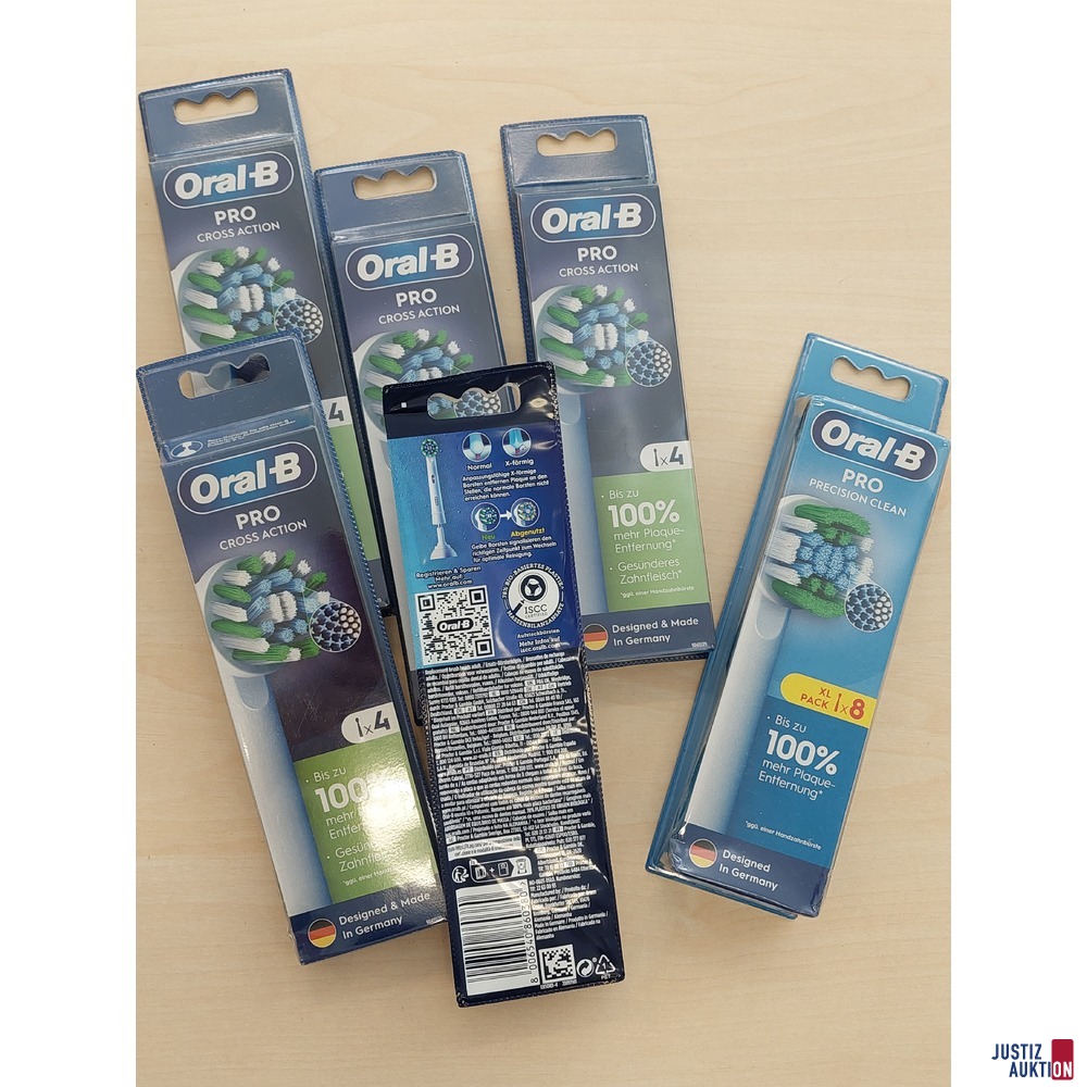 5 4er Packungen Aufsteckb&uuml;rsten Oral-B Pro Cross Action 1 8er Packungen Aufsteckb&uuml;rsten Oral-B Pro Cross Action NEU